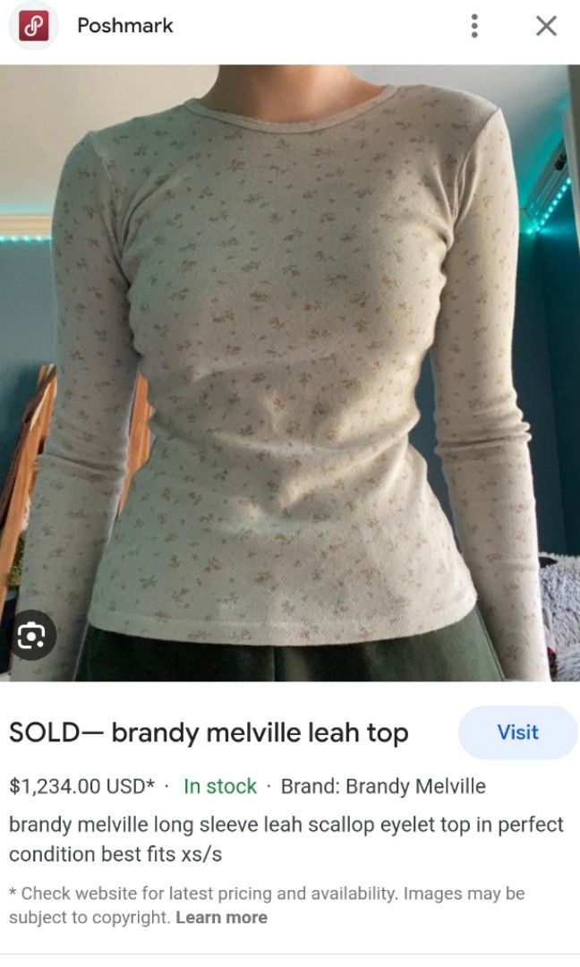 Brandy Melville heart pointelle leah long sleeve top Blue - $31 - From San