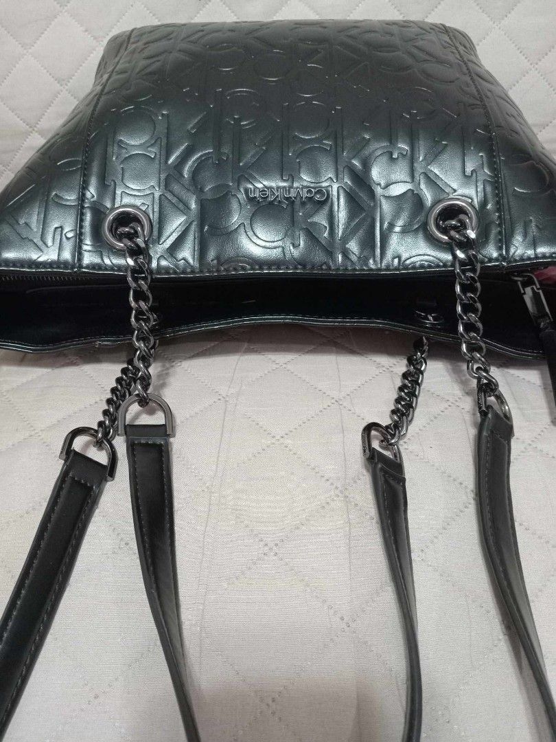 Calvin Kline Hayden shoulder bag tote saffiano leather. Chain & leather  strap