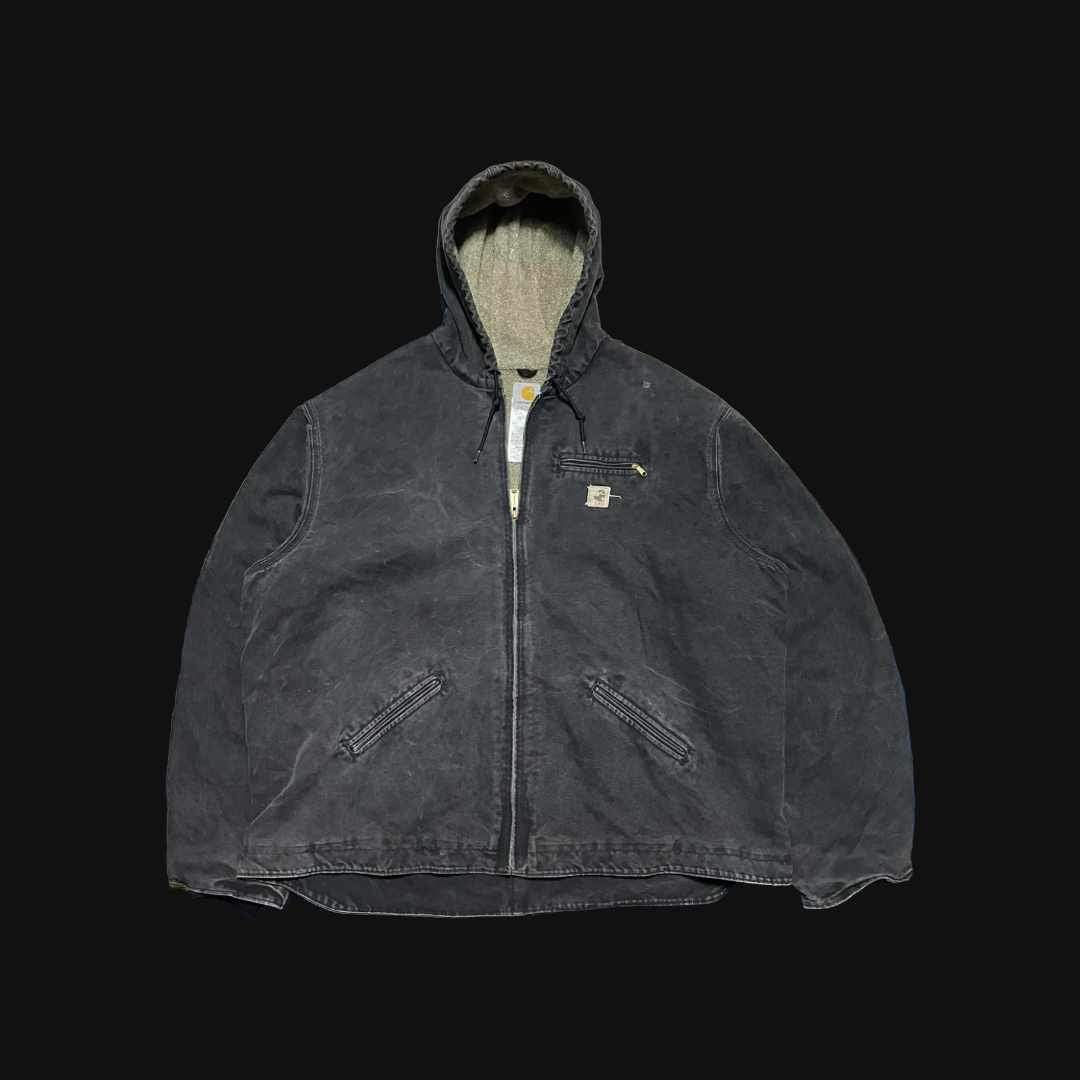 CARHARTT J141BLK Sandstone Sherpa Lined Hooded Duck Jacket