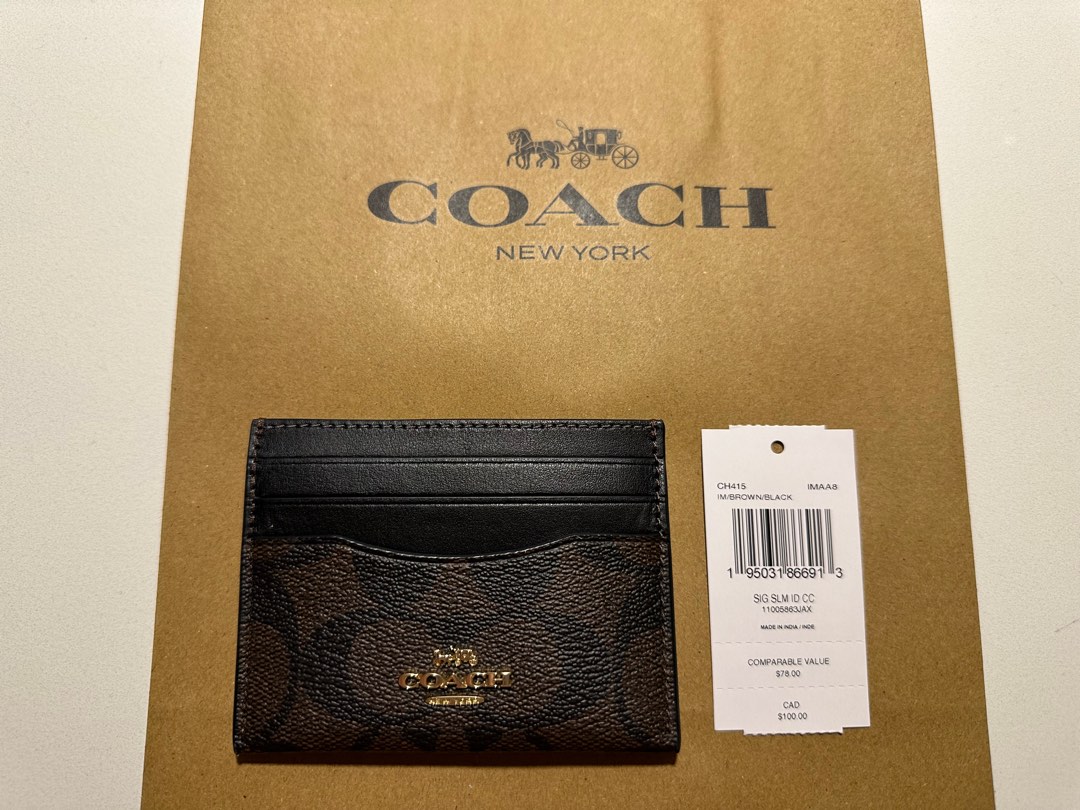 Coach Card Holder with original tag and paper bag, Women's Fashion