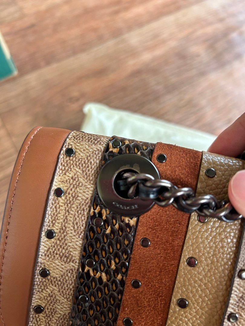 Coach coated canvas signature exotic 2025 patchwork stripe parker top handle
