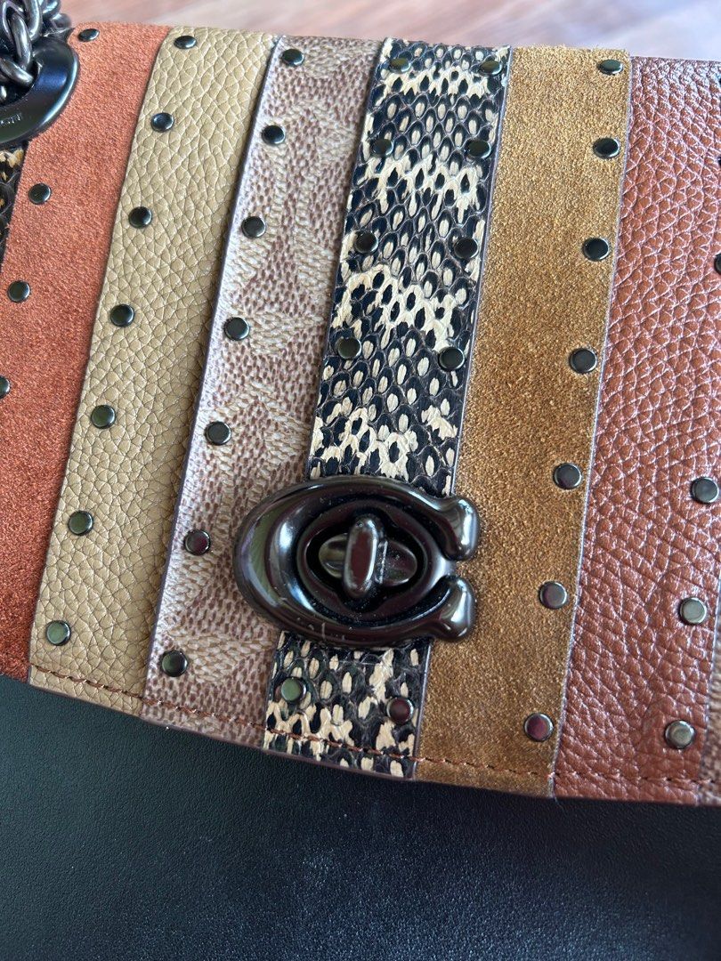 Coach coated canvas signature exotic patchwork stripe parker top handle cheap