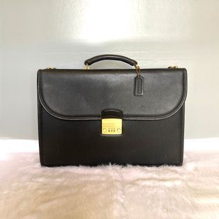 Coach Vintage Black Leather Briefcase Document Bag
