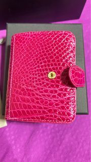 Large Zipper Wallet in Red Shiny Crocodile Leather - Bill Wall