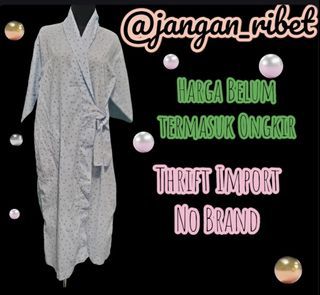 D - B 10 / Kimono Biru / Gaun Jepang Kimono / Cardigan Kimono / Jubah Panjang Musim Dingin Wanita / Baju Tidur Wanita /Gown Cotton Kimono