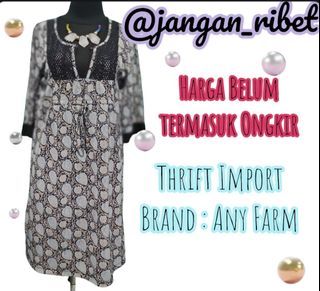 D - B 11 / Dress Vintage By Any Fam / Dress Biru / Dress V-Neck / Dress Hang Out / Homey Dress / Dress Santai / Dress Jalan