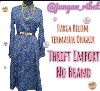 D - B 13 / Mididress Vintage / Dress Biru Vintage / Dress Hang Out / Dress Office / Dress Formal / Dress Panjang / Dress Berkerah / Dress Jalan