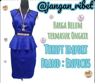D - B 5 / Mididress By Enfocus / Dress Formal / Dress Office / Dress Biru / Dress Hang Out / Dress Nge mall / Dress Jalan