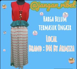 D - M 10 / Long Dress Merah / Long Dress merah Chevron / Long Dress DM by Armiza / Homey Dress / Dress Santai