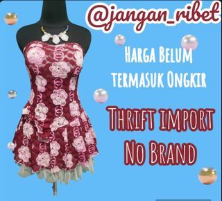 D - M 8 / Mini Dress Brukat Merah / Mini dress kemben / mini dress Baby Doll / Mini dress Party / Mini Dress pesta