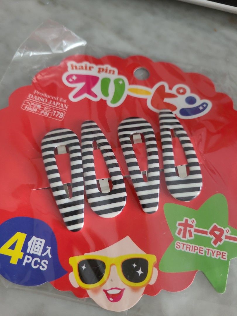 Daiso Girl's Stripe Hair Pin Polkadot Hair Clips, Babies & Kids, Babies