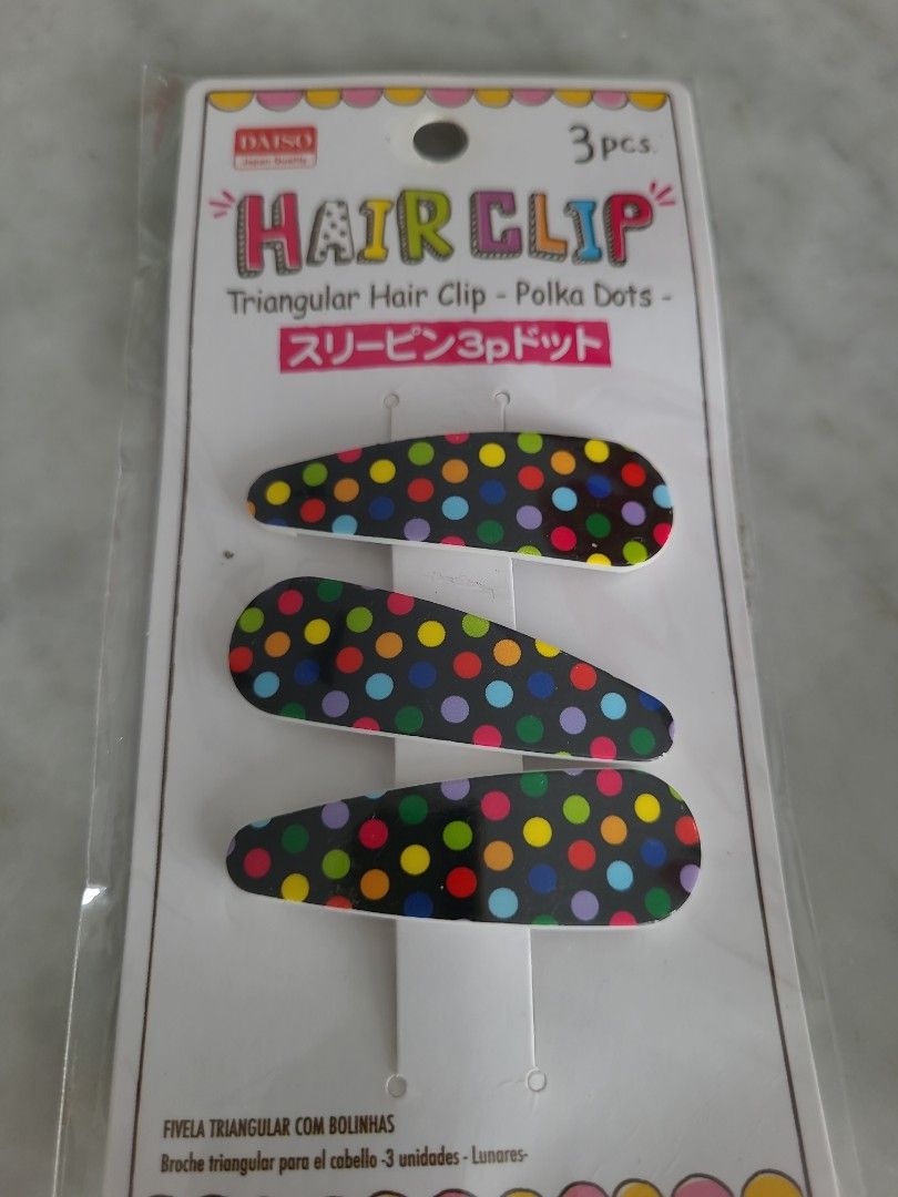 Daiso Girl's Stripe Hair Pin Polkadot Hair Clips, Babies & Kids, Babies