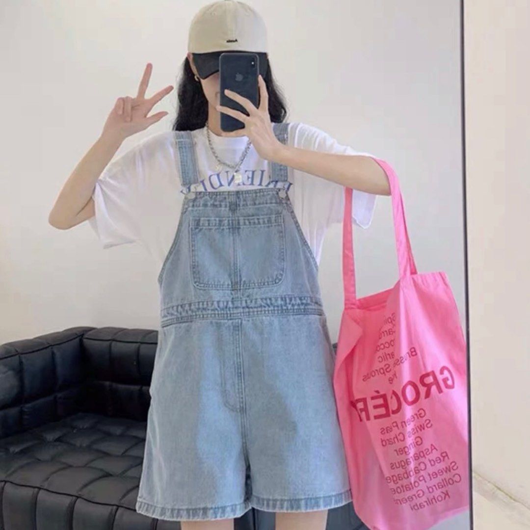 Butterfly Denim Dungaree Shorts