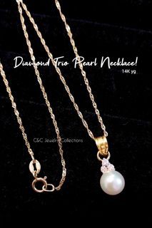 Diamond Trio Pearl Necklace