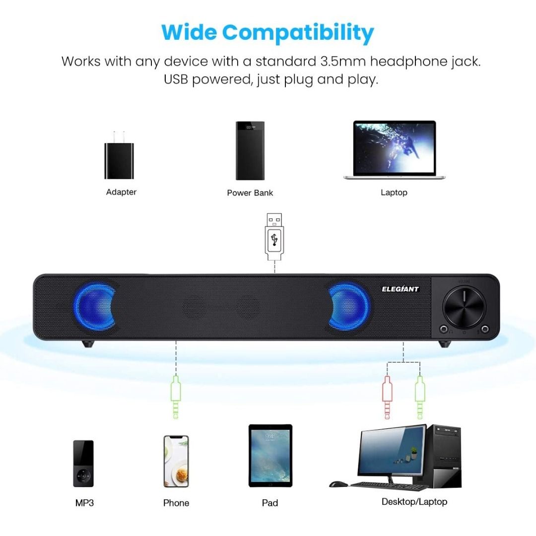 Elegiant mini soundbar shop