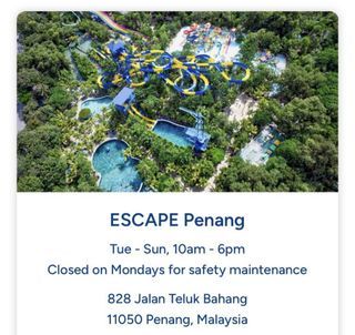 Escape Penang Theme Park Ticket x4