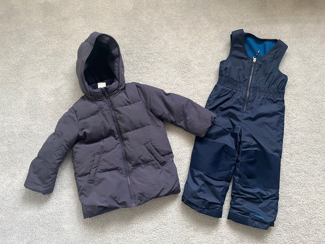 EUC Uniqlo fleece lined winter parka / jacket & Columbia snow pants (3T) -  $15 for both, Babies & Kids, Boy's Apparel on Carousell