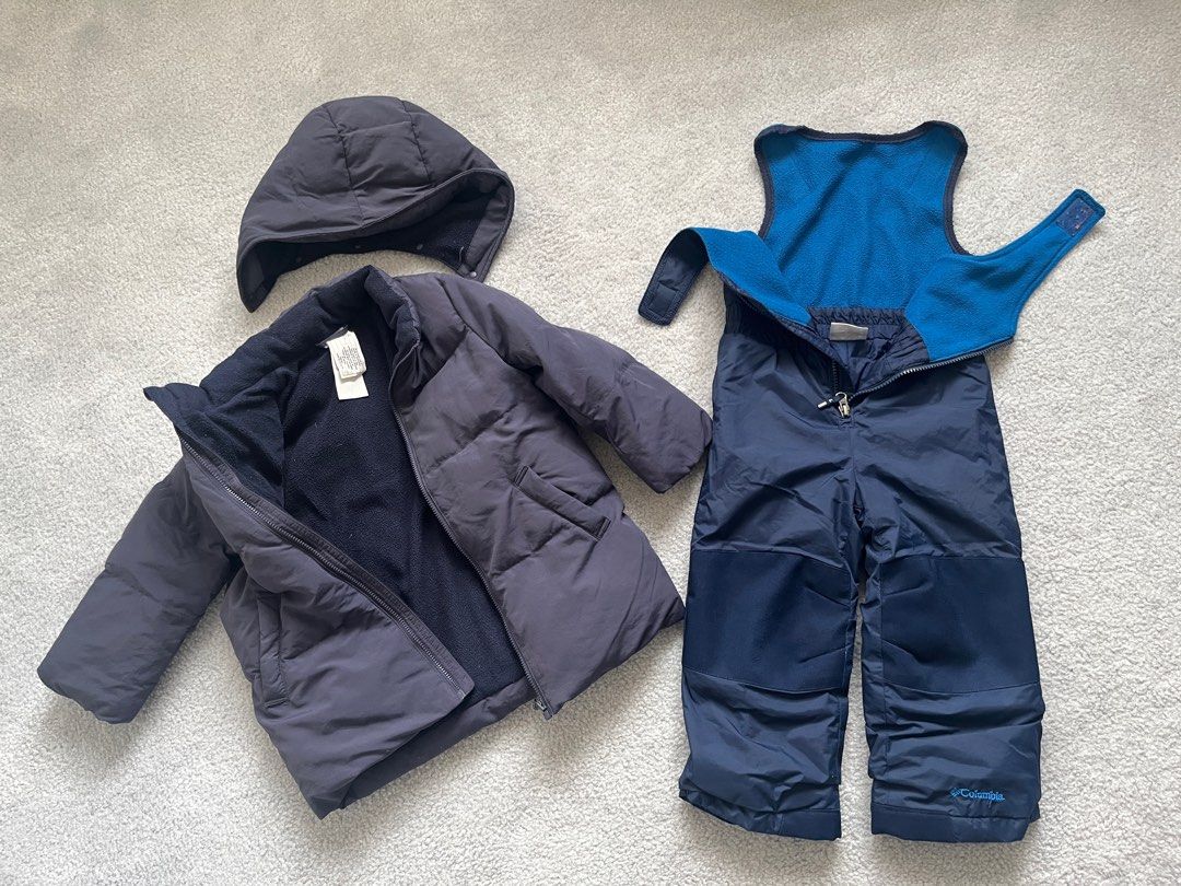 EUC Uniqlo fleece lined winter parka / jacket & Columbia snow pants (3T) -  $15 for both, Babies & Kids, Boy's Apparel on Carousell