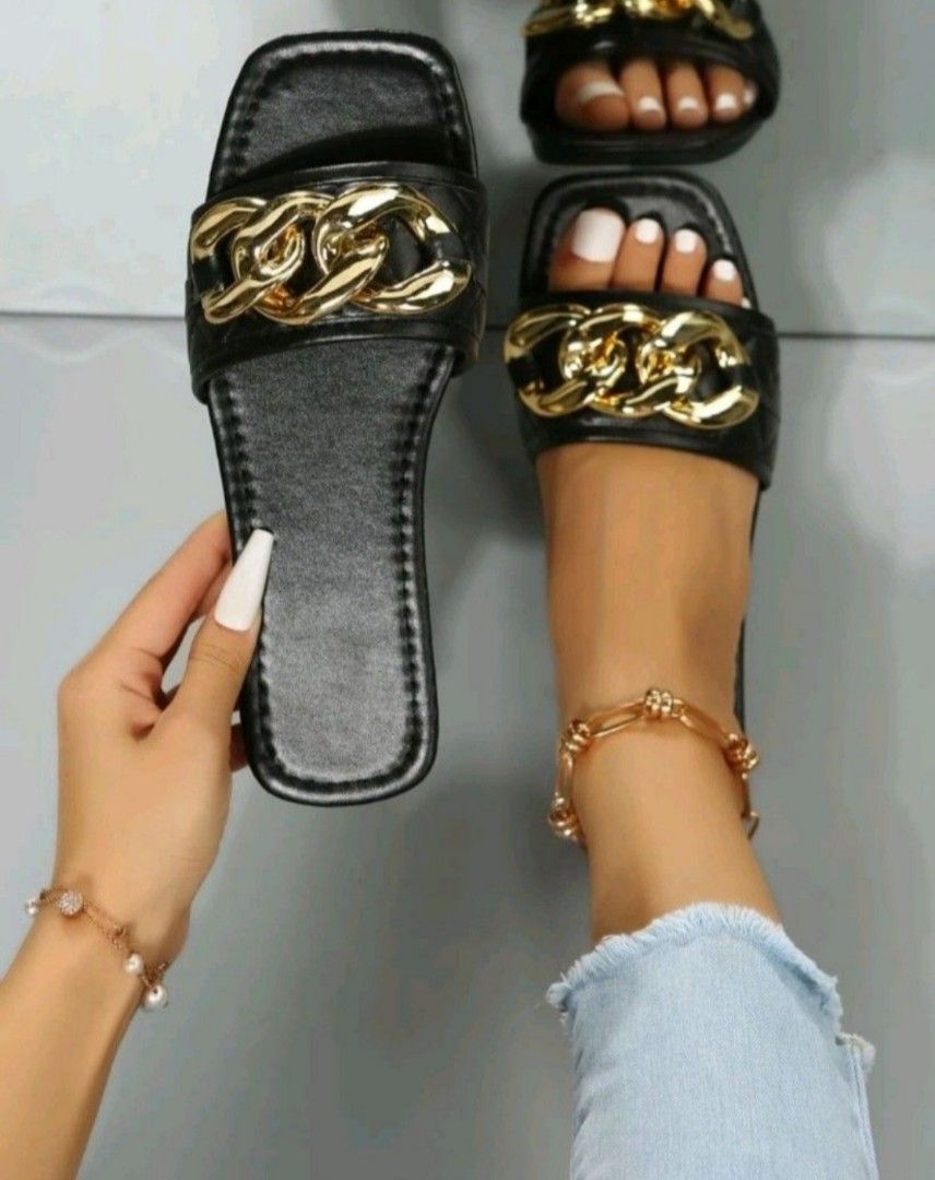 Gold sales toe slippers