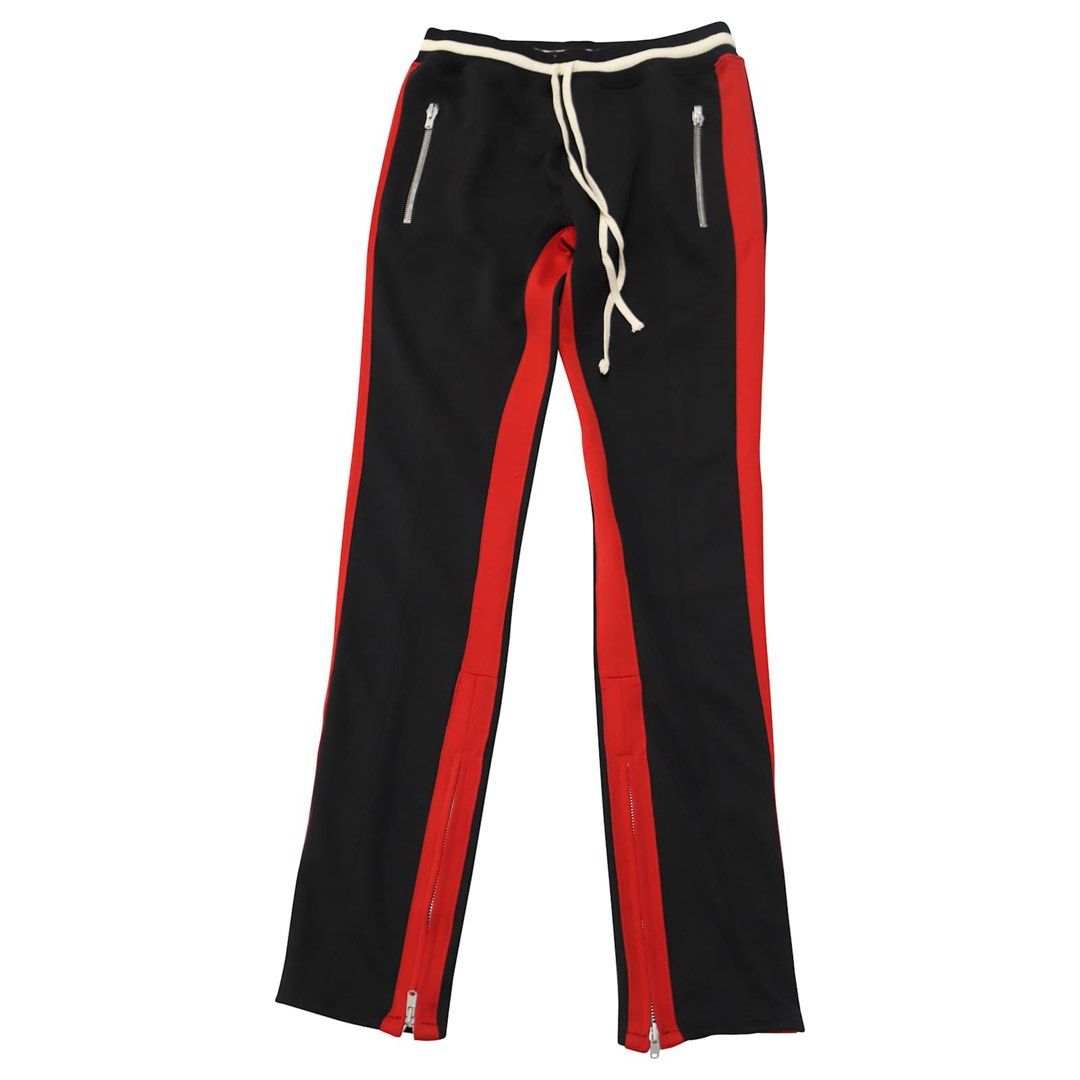 Fear of God Double Striped Track Pants in Black and Red Polyester