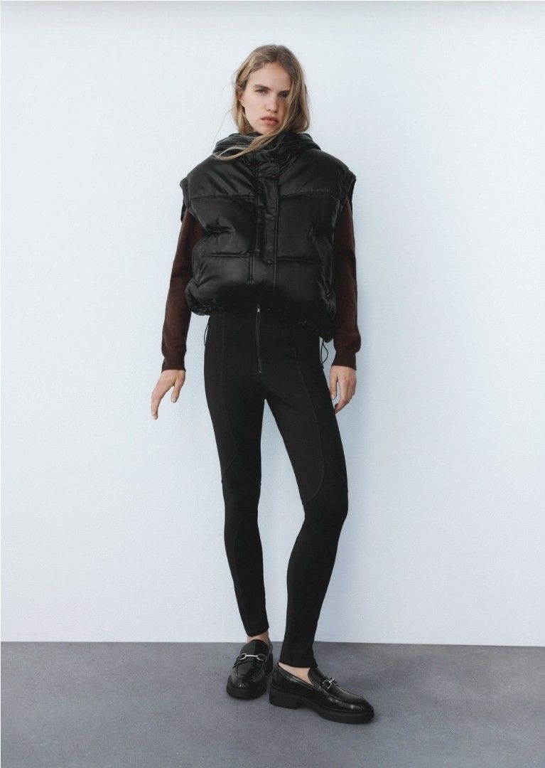 Free SF| ZARA FAUX LEATHER PUFFER GILET, Women's Fashion, Coats, Jackets  and Outerwear on Carousell