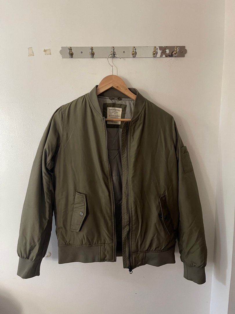 GIORDANO Forest Green Bomber Jacket, Women's Fashion, Coats, Jackets