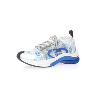Gucci Run Mesh Sneakers Joggers Low Top Knit Breathable Lightweight Versatile Casual Joggers "Knit White Grey Blue GG"