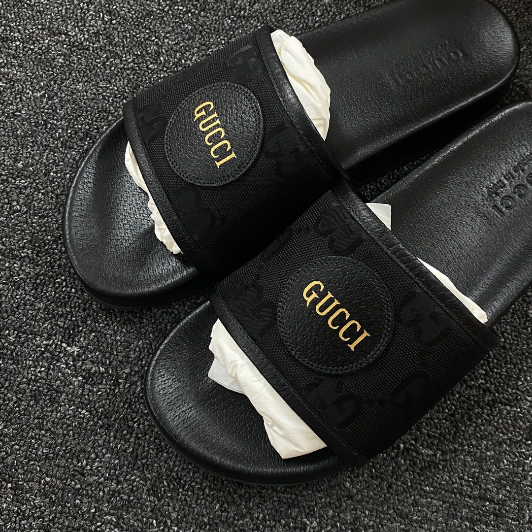 Gucci slides grey best sale