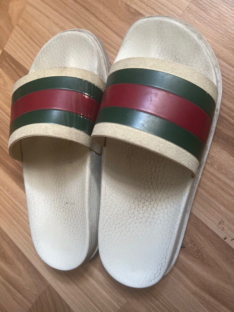White gucci slides discount men