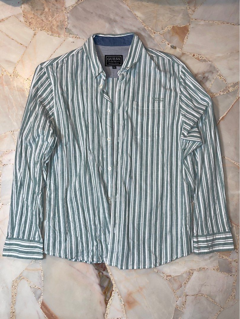guess striped long sleeve shirt Men s Fashion Tops Sets