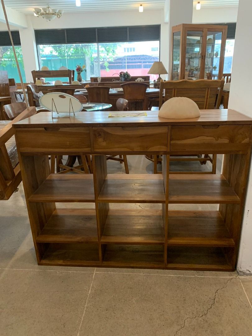 Handcrafted Solid Teak Wood Console Divider with 3 Drawers, Furniture ...