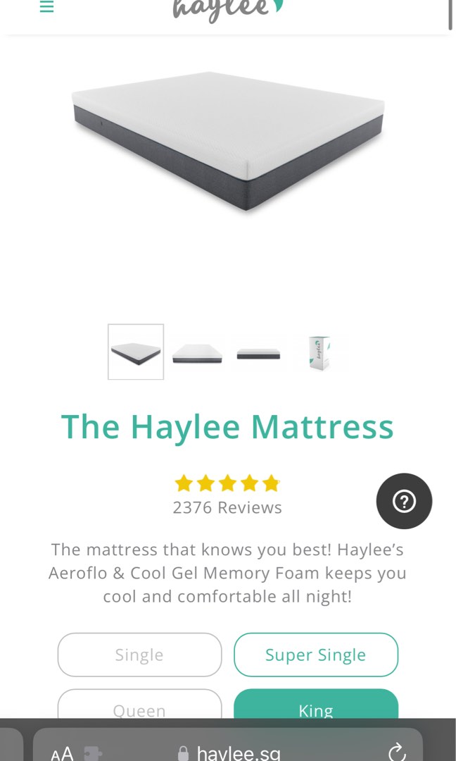 Haylee King size mattress, Furniture & Home Living, Furniture, Bed