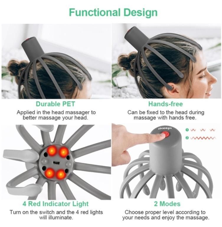 Electric head massager for pain relief Stress headache migraine relaxation  automatic octopus claw