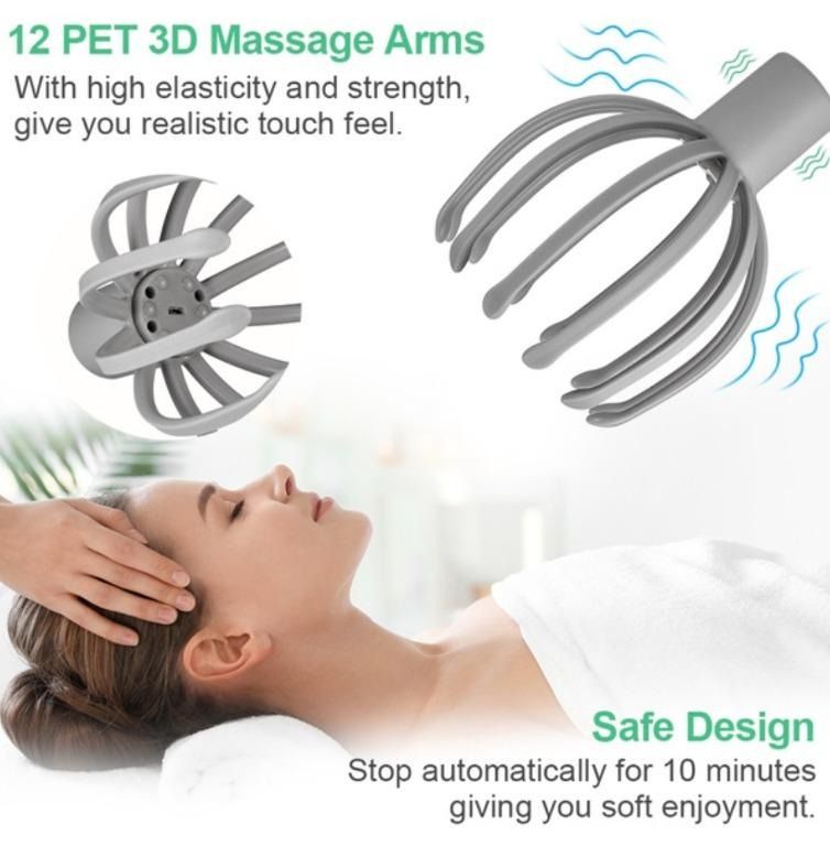 Electric head massager for pain relief Stress headache migraine relaxation  automatic octopus claw