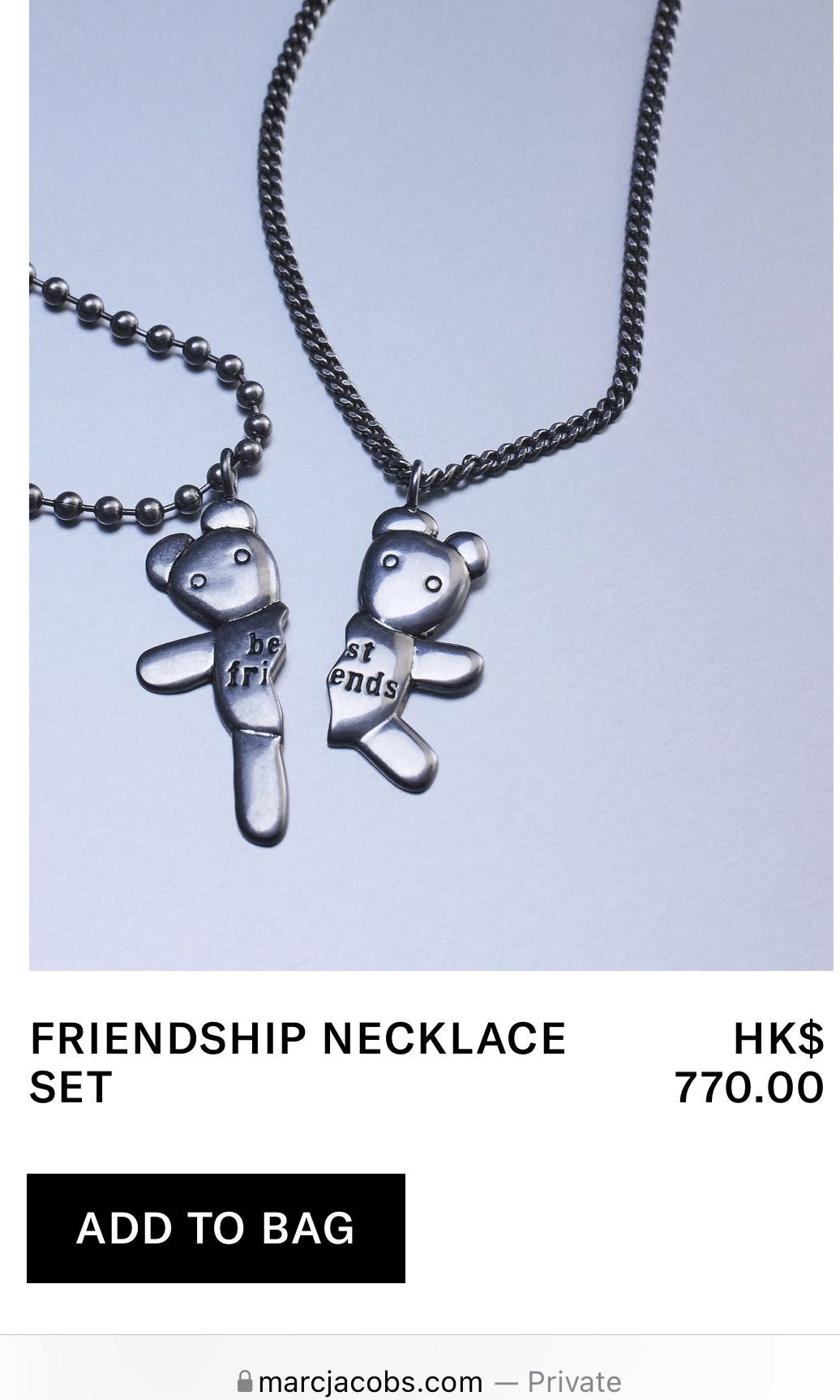 Heaven by Marc jacobs friendship necklace, 名牌, 飾物及配件- Carousell