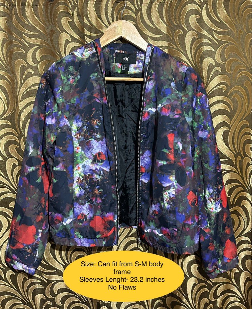 H&m floral cheap bomber jacket