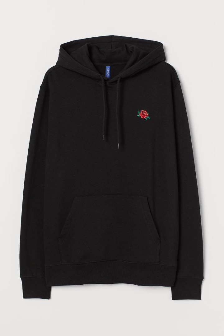 H M Rose Black Hoodie Men s Fashion Tops Sets Hoodies on