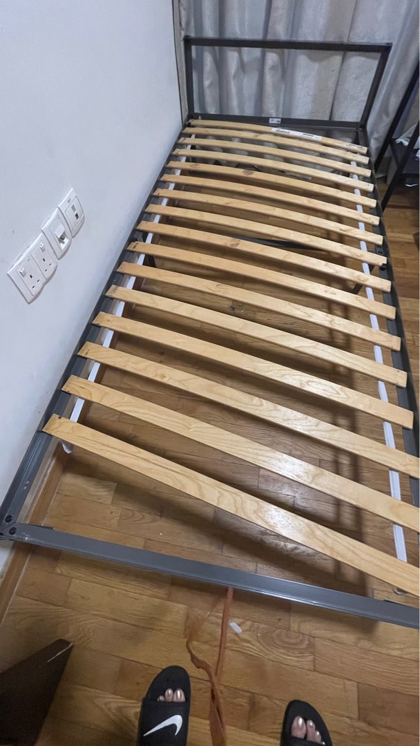 Ikea Grimsbu Bedframe Single/Gray, Furniture & Home Living, Bedding