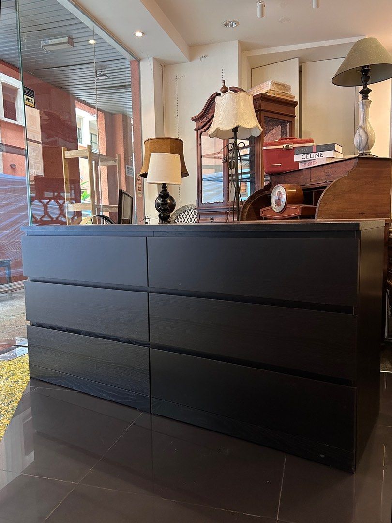 Malm 6 deals drawer dresser black