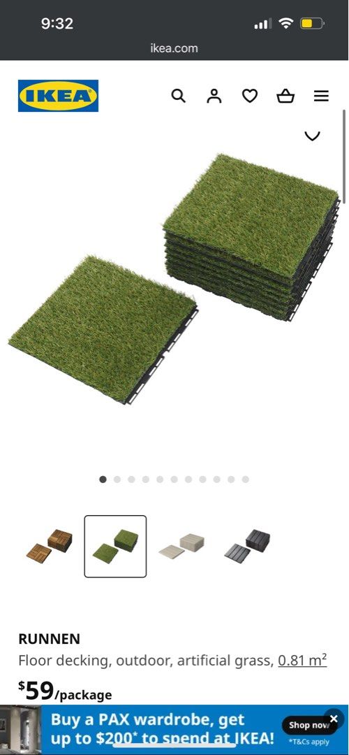 IKEA Runnen grass Mat, Furniture & Home Living, Outdoor Furniture on