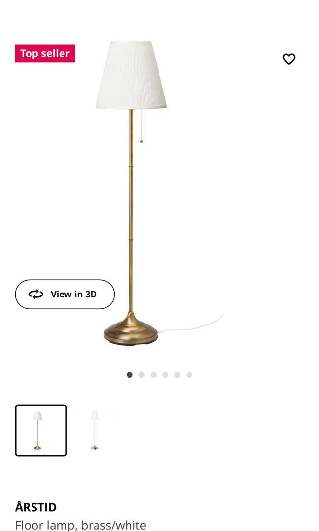 IKEA White Lamp Shade for IKEA Arstid Floor Lamp 36cm, Furniture & Home