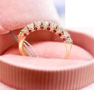 K18 Japan Gold Eternity Ring with Diamond and Ruby Size 6