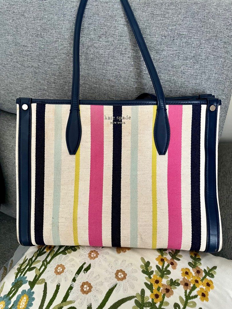 Kate Spade New York Purse / Handbag Pink, White, Blue Stripes PLS READ SEE  PICS | eBay