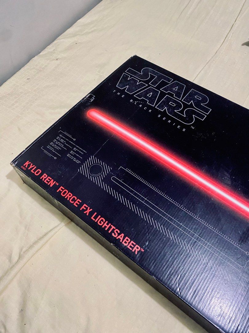 Kylo Ren Force FX Lightsaber Black Series (Category: Western Merchandise) located in General Trias. Submitted by leidevera9 (Listing ID 1256837544, Image 1). Description: ORIGINAL AND AUTHENTIC STAR WARS THE BLACK SERIES KYLO REN FORCE FX LIGHTSABER BY HASBRO Authentic movie sound effects, Real metal hilt Includes Lightsaber, stand, and instructions. Like new Just sitting in the cabinet Sound and light all working .