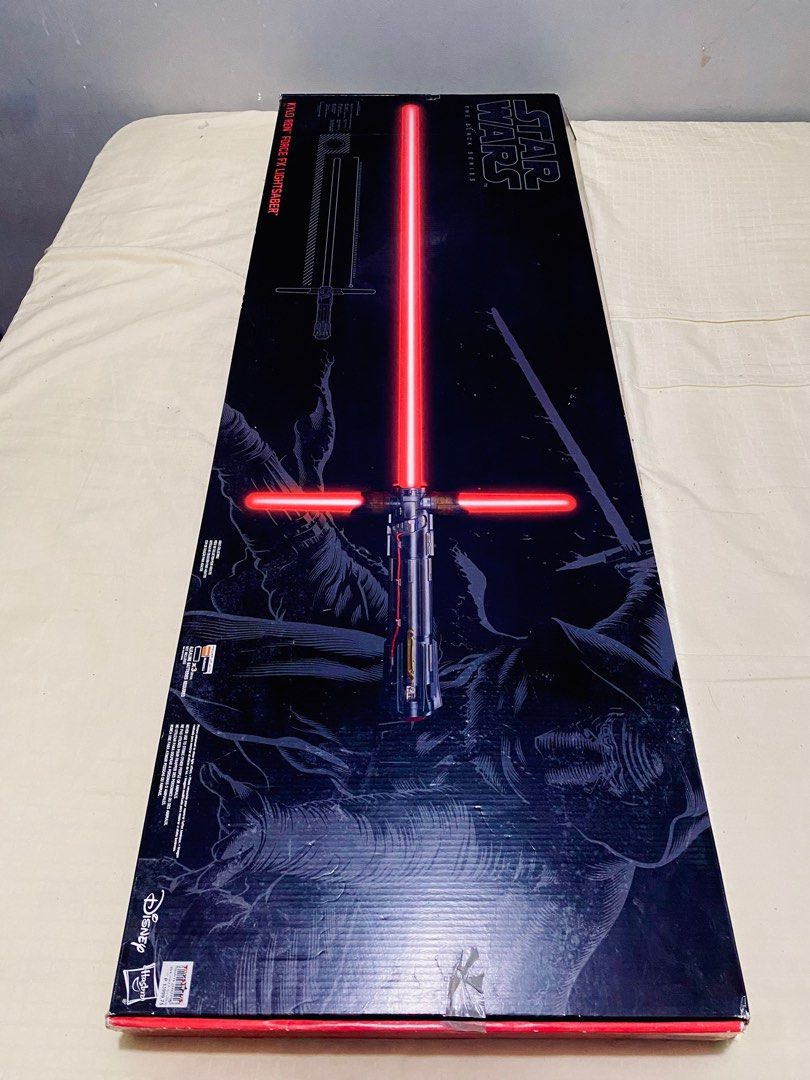 Kylo Ren Force FX Lightsaber Black Series (Category: Western Merchandise) located in General Trias. Submitted by leidevera9 (Listing ID 1256837544, Image 2). Description: ORIGINAL AND AUTHENTIC STAR WARS THE BLACK SERIES KYLO REN FORCE FX LIGHTSABER BY HASBRO Authentic movie sound effects, Real metal hilt Includes Lightsaber, stand, and instructions. Like new Just sitting in the cabinet Sound and light all working .