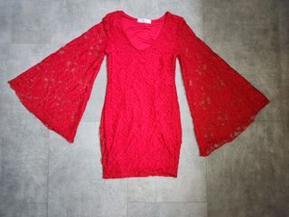 Lace red mini dress