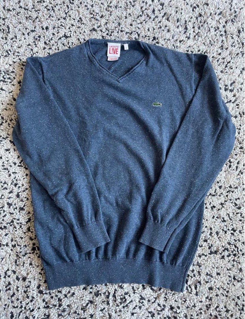 Lacoste Blue Sweater (Category: Coats, Jackets and Outerwear) located in Quezon City. Submitted by lemonjuicebox (Listing ID 1256879759, Image 1). Description: Lacoste Blue Sweater Size 7 on tag fits Large men (7 on women) Width 22 Length 26 No issues .