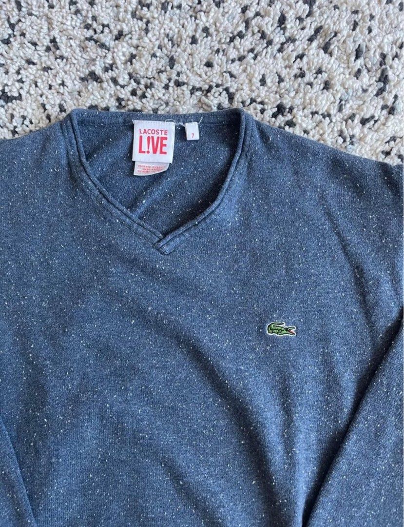 Lacoste Blue Sweater (Category: Coats, Jackets and Outerwear) located in Quezon City. Submitted by lemonjuicebox (Listing ID 1256879759, Image 2). Description: Lacoste Blue Sweater Size 7 on tag fits Large men (7 on women) Width 22 Length 26 No issues .
