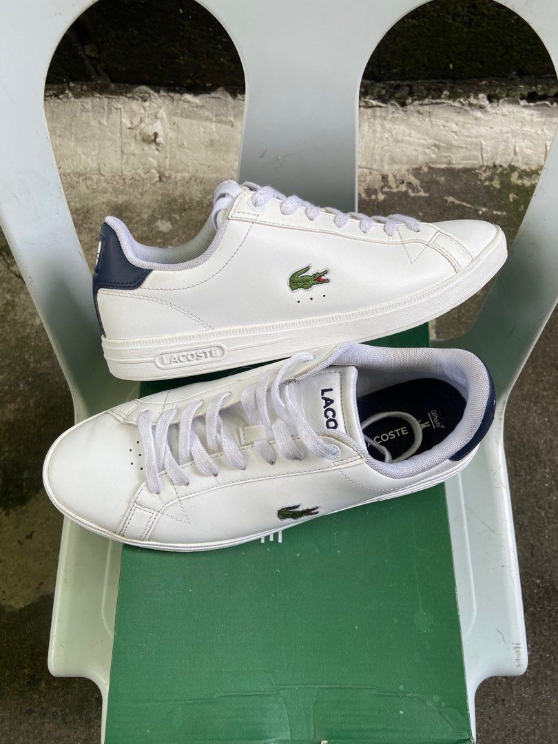 Lacoste shoes discount white and blue