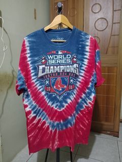 MLB Boston Red Sox Youth Pink Spiral Tie-Dye T-Shirt Tee Liquid Blue